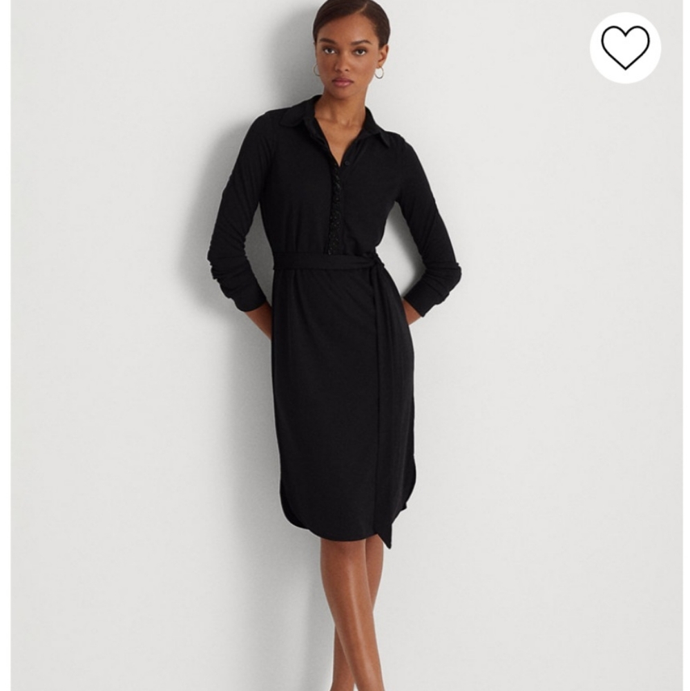 RALPH LAUREN BELTED JERSEY SHIRT DRESS SIZE MEDIUM NWT